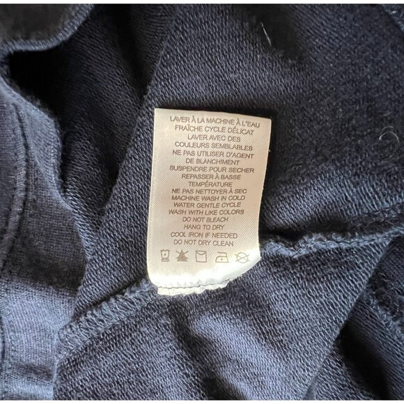 Carolina Belle Ruffle Trim Navy Modal Sweatshirt  Size M  Exposed Zipper Top - Picture 6 of 8